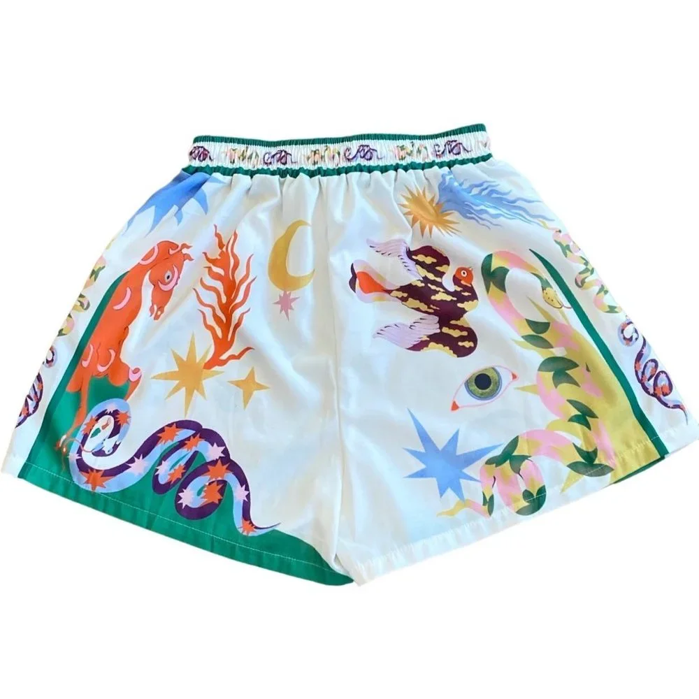 Women's XL Whimiscal Shorts Elastic High Waist Pockets Drawstring Multicolor - Picture 11 of 13